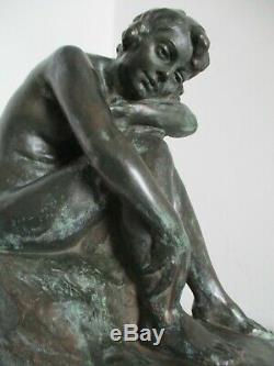 Rare Sculpture Statue Alfred Finot For Amalric Walter Art Nouveau / Deco Woman