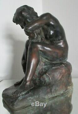 Rare Sculpture Statue Alfred Finot For Amalric Walter Art Nouveau / Deco Woman