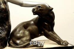 Rare Statue Art Deco Woman Panthere 1920/1930 Limousin