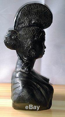 Rarissime Sculpture Woman Foulah Or Peuls At Hairstyle Incunabula Art Deco