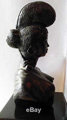 Rarissime Sculpture Woman Foulah Or Peuls At Hairstyle Incunabula Art Deco