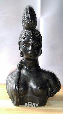 Rarissime Sculpture Woman Foulah Or Peuls At Hairstyle Incunabula Art Deco