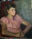 René Thomsen Portrait Oil On Canvas School Of Paris Young Woman