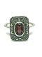 Ring For Women Silver Old Style Art Deco Marcasite And Garnet
