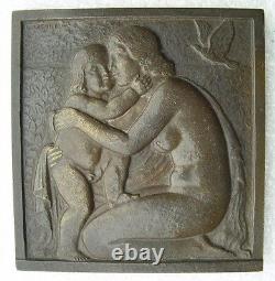 SUPERB ART DECO MEDAL by Gibert NUDE WOMAN & CHILD maternity