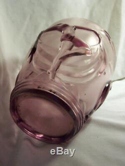 Sandblasted Glass Vase Art Deco Pink Purple Women Dancing Naiades Model Verlys