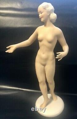 Schaubach Kunst Figure Porcelain German Art Deco Vintage Woman Nude In Tbe