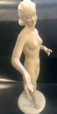 Schaubach Kunst Figure Porcelain German Art Deco Vintage Woman Nude In Tbe