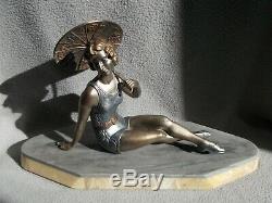 Sculpture Art Deco Statuette Ballesté Woman Bather Bathing Beauty Figurine