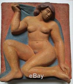 Sculpture Bas Relief Terracotta Art Deco Woman Style Maillol, To Identify