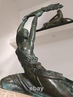 Sculpture Bronze Art Deco Female Athlete by Le Faguays, Fayral, Max Le Verrier