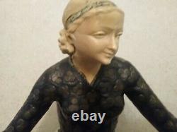 Sculpture Chryselephantine Art Deco 1930 Statue Woman With 84 CM