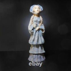 Sculpture Figure Statue Woman Ceramic Barbotine Art Deco France N7828