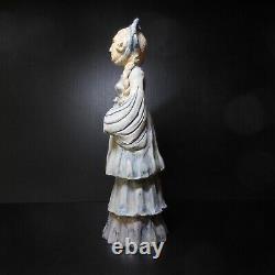 Sculpture Figure Statue Woman Ceramic Barbotine Art Deco France N7828