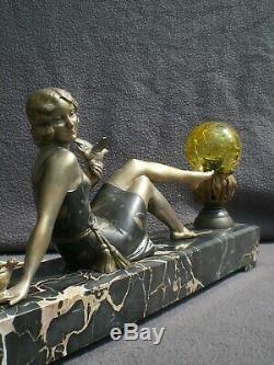 Sculpture Lamp Night Light Art Deco 1920 Woman Vintage Statue Lamp Woman Pin-up