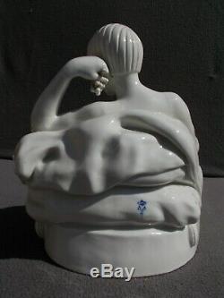 Sculpture Naked Woman Art Deco Statue Signed Porcelain Figurine Vintage Nude Woman