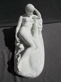 Sculpture Naked Woman Art Deco Statue Signed Porcelain Figurine Vintage Nude Woman