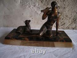 Sculpture Rule Art Deco, Young Woman And Sheep Geo Maxim