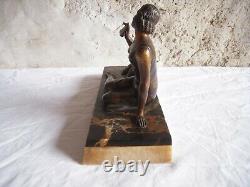 Sculpture Rule Art Deco, Young Woman And Sheep Geo Maxim