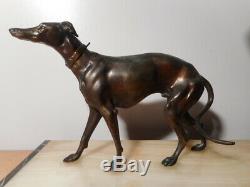 Sculpture Statue Regulates Art Deco Woman Chryselephantine Greyhound Marble Base