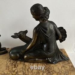 Sculpture Statue Statuette Art Deco Regule Woman Doe Signed BALLESTE