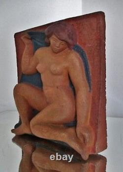 Sculpture Statue Terracotta Art Deco Modernist Woman, Signature To Be Identified