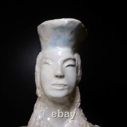 Sculpture Statue Woman Ceramic Faience Barbotine Vintage Art Deco France N7842