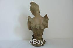 Sculpture Terracotta Bust Of A Woman Signed Alfred Foretay New Art