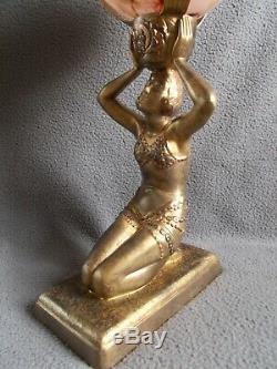 Sculpture Vase Door 1930 Art Deco Statue Woman Bronze Tone Era Glass Daum Gall