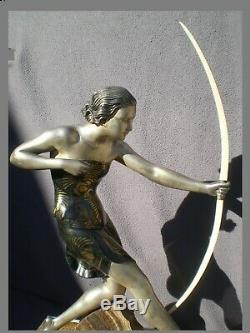 Sculpture Woman Archer Art Deco Uriano Chryselephantine Statue Antique Woman 30s