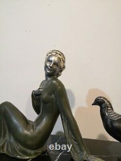 Sculpture Woman Art Deco Regule 1930 1940 On Marble