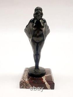 Sculpture of a Mascot Character 'Auto Woman in Veil' signed by Max Le Verrier Art Deco