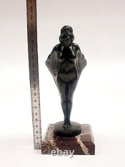 Sculpture of a Mascot Character 'Auto Woman in Veil' signed by Max Le Verrier Art Deco