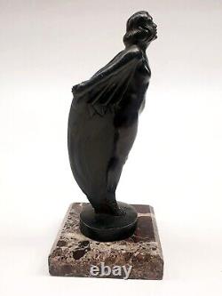 Sculpture of a Mascot Character 'Auto Woman in Veil' signed by Max Le Verrier Art Deco