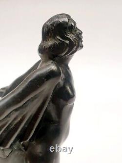 Sculpture of a Mascot Character 'Auto Woman in Veil' signed by Max Le Verrier Art Deco