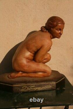 Sculpture terracotta statue of a young woman by Debuigne Art Deco