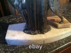Sculture Cries Elephantine Woman And Greyhound Regule And I High 50 CM Long 40 CM