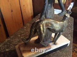 Sculture Cries Elephantine Woman And Greyhound Regule And I High 50 CM Long 40 CM