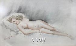 Sébastien LEMPEREUR (1894-1987) Print NUDE RECLINING WOMAN Pin-up Style Domergue