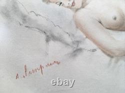 Sébastien LEMPEREUR (1894-1987) Print NUDE RECLINING WOMAN Pin-up Style Domergue