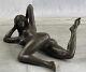 Sensual Erotic Nude Female Woman Signed Bronze Statue Sculpture Sexy Art Deco