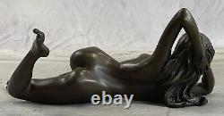 Sensual Erotic Nude Female Woman Signed Bronze Statue Sculpture Sexy Art Deco