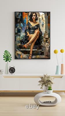 Sensual Woman Painting 40x60 cm Framed with American Box Frame Mounting Included