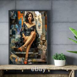 Sensual Woman Painting 40x60 cm Framed with American Box Frame Mounting Included