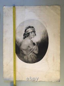 'Signed Art Deco Gravure by William Ablett: Sensual Portrait of a Fashionable Woman from the 19th Century'