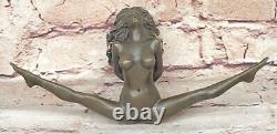 Signed Bronze Woman Statue Erotic Figurine Art Deco New