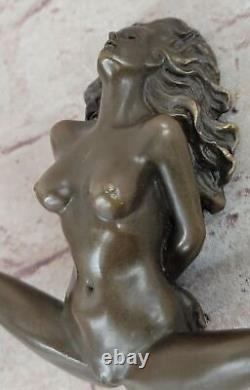 Signed Bronze Woman Statue Erotic Figurine Art Deco New