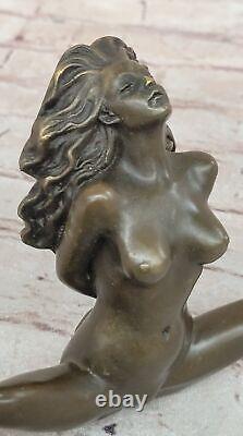 Signed Bronze Woman Statue Erotic Figurine Art Deco New