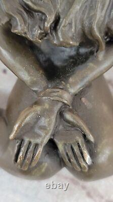 Signed Bronze Woman Statue Erotic Figurine Art Deco New