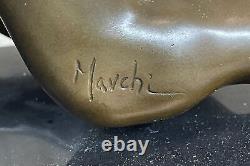 Signed Original Mavchi Chair Woman Daydreaming Bronze Sculpture Art Deco